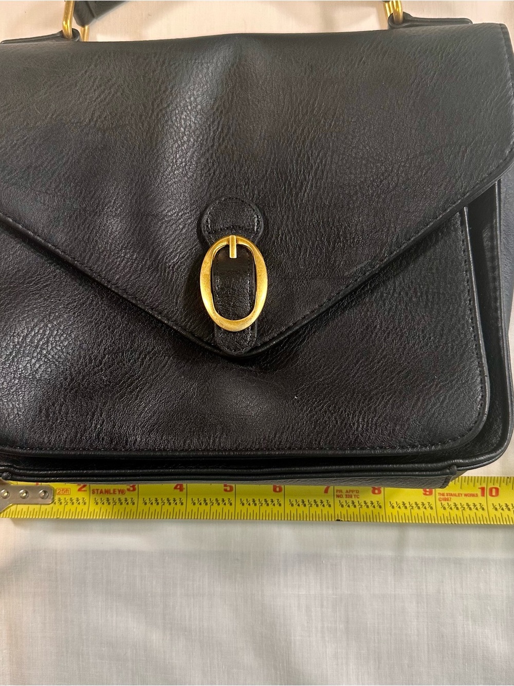 Black Leather Like Top-Handle Women's Bag with Gold Hardware business or casual
